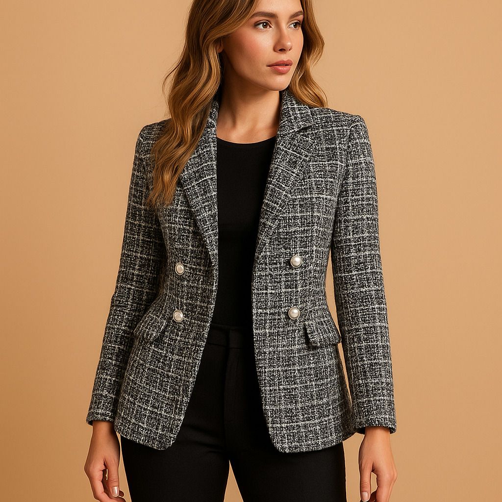 Tailored check blazer for women | Hazel - Nocini