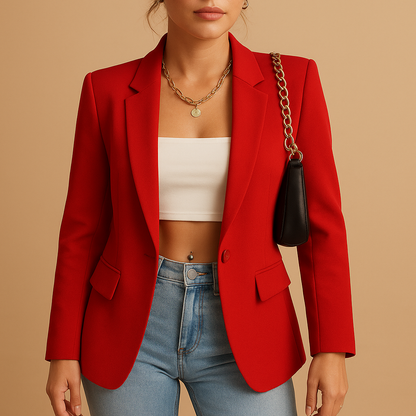 Elegant tailored blazer for women with a flattering fitted silhouette, ideal for office, formal, and casual chic outfits.