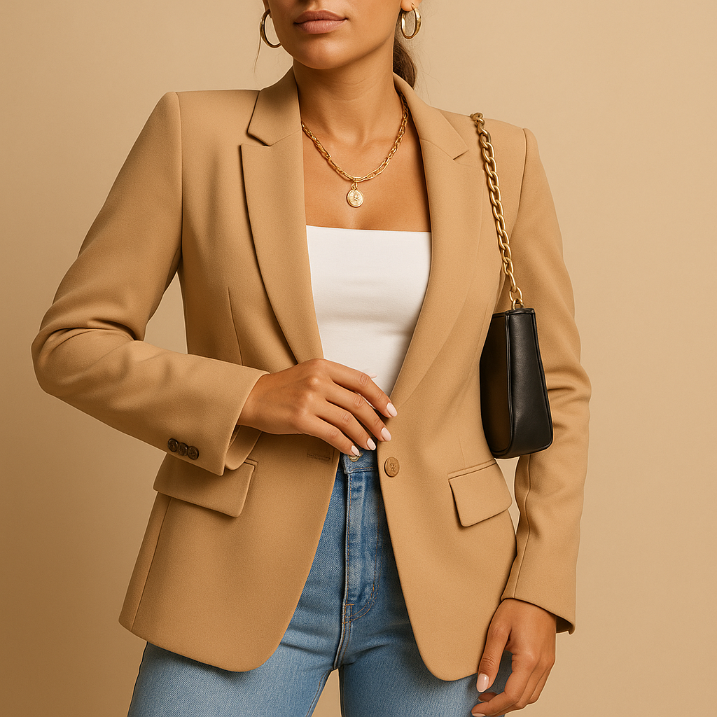 Elegant tailored blazer for women with a flattering fitted silhouette, ideal for office, formal, and casual chic outfits.