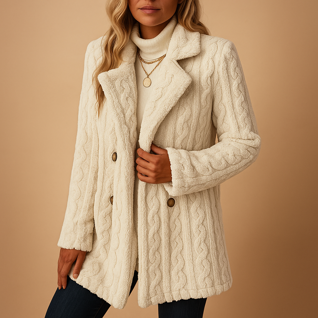 Tailored elegant winter coat for women with a flattering fit and structured design, perfect for cold days or formal occasions.