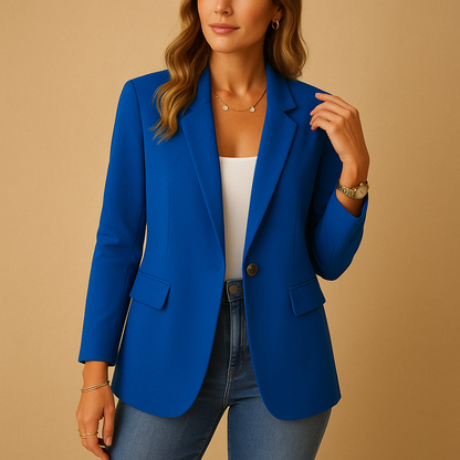 Tailored stretch blazer for women with a fitted silhouette and classic design, perfect for work, formal moments and casual everyday outfits.