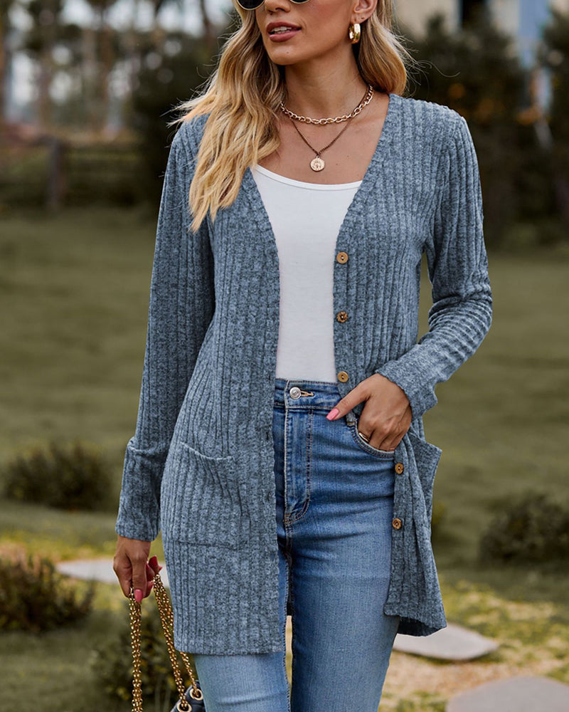 Women's Cozy Long Sleeve Open Cardigan - Pexav