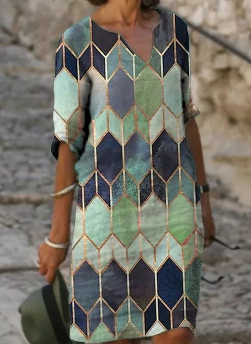 Image of Tatum | Women's V-Neck Midi Dress