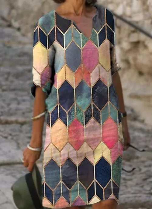 Image of Tatum | Women's V-Neck Midi Dress