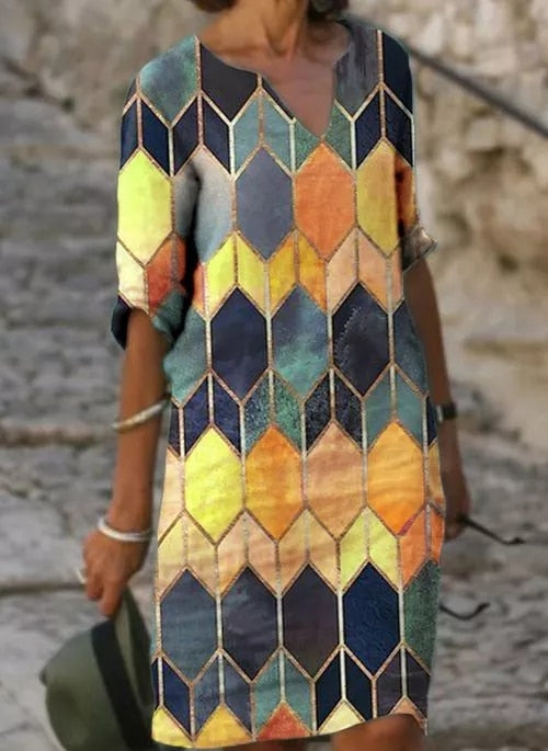Image of Tatum | Women's V-Neck Midi Dress
