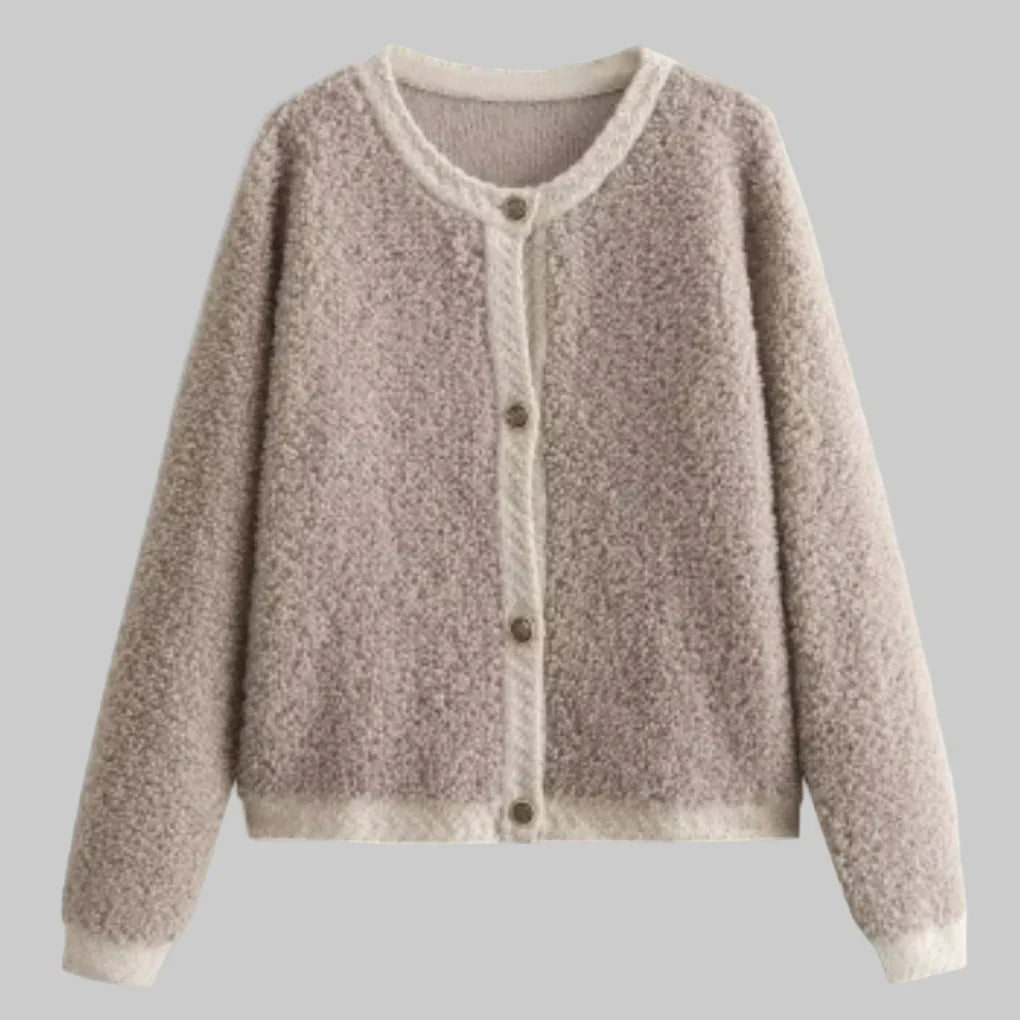 Cozy Women's Cardigan Sweater with Cable Knit Detail - Olytrend