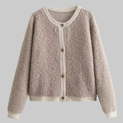 Cozy Women's Cardigan Sweater with Cable Knit Detail - Olytrend