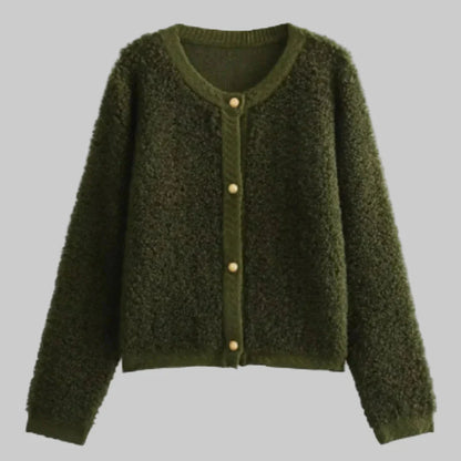 Cozy Women's Cardigan Sweater with Cable Knit Detail