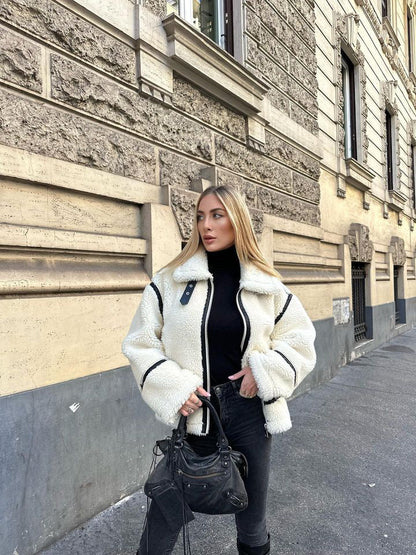 Teddy Pilot Jacket - Dilara | Trendy, Warm, Oversized & Stylish!-S-Nora Luxe