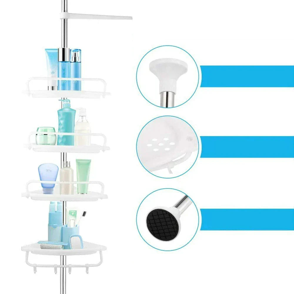 Telescopic Shower Rack with 4 Shelves – VertiRack-Nora Luxe