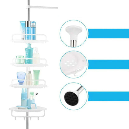Telescopic Shower Rack with 4 Shelves – VertiRack-Nora Luxe