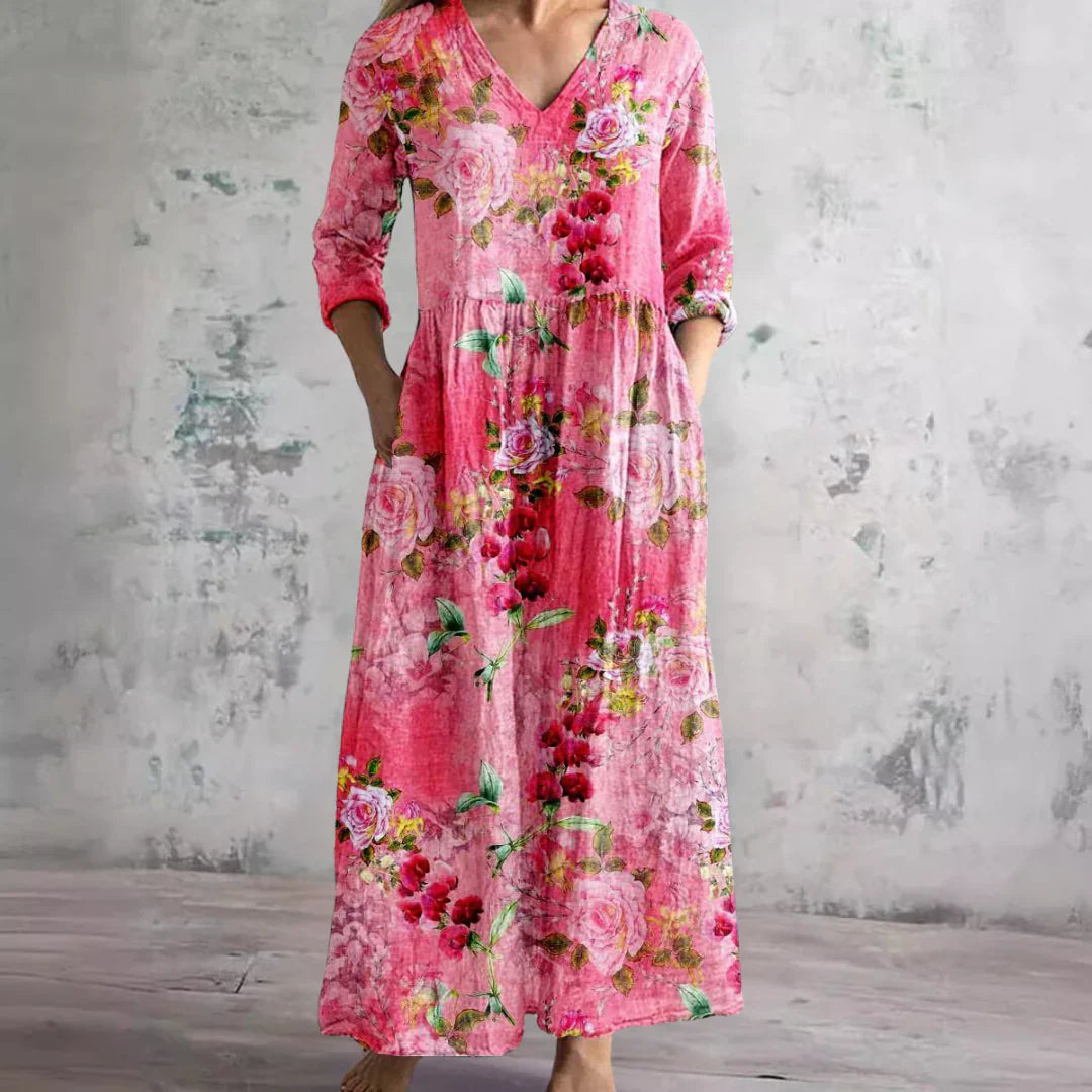Elegant Floral Long Maxi Dress - Olytrend