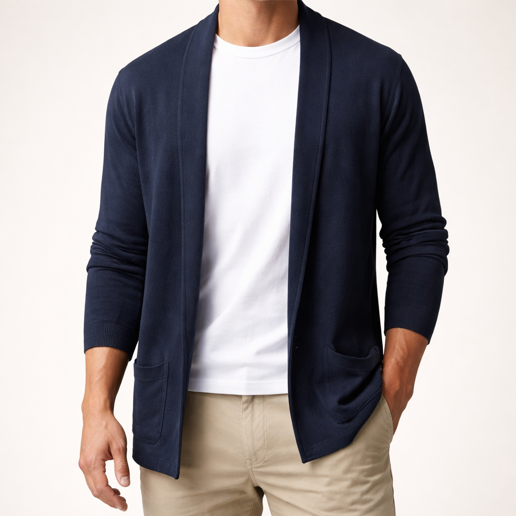 Image of Theo | Men's Long Sleeve Open Front Cardigan