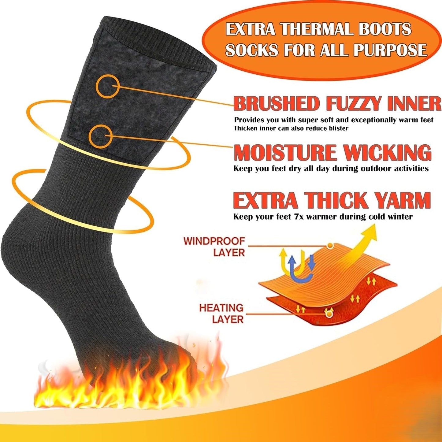 Thermal Cloud Socks for Men - Oliver-6 Pairs of Mixed Colors-Nora Luxe