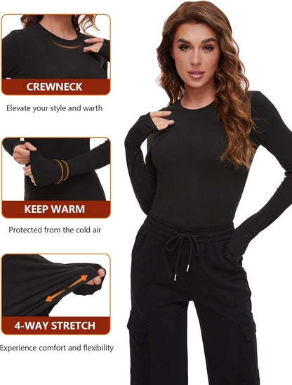 Thermal Shirts for Women - Luna (4-pack)-2 Black 1 Gray 1 White-XS-Nora Luxe
