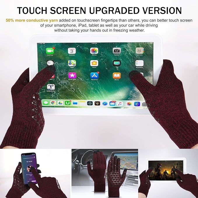 Thermal Touchscreen Winter Gloves - WarmFlex-Black-Nora Luxe