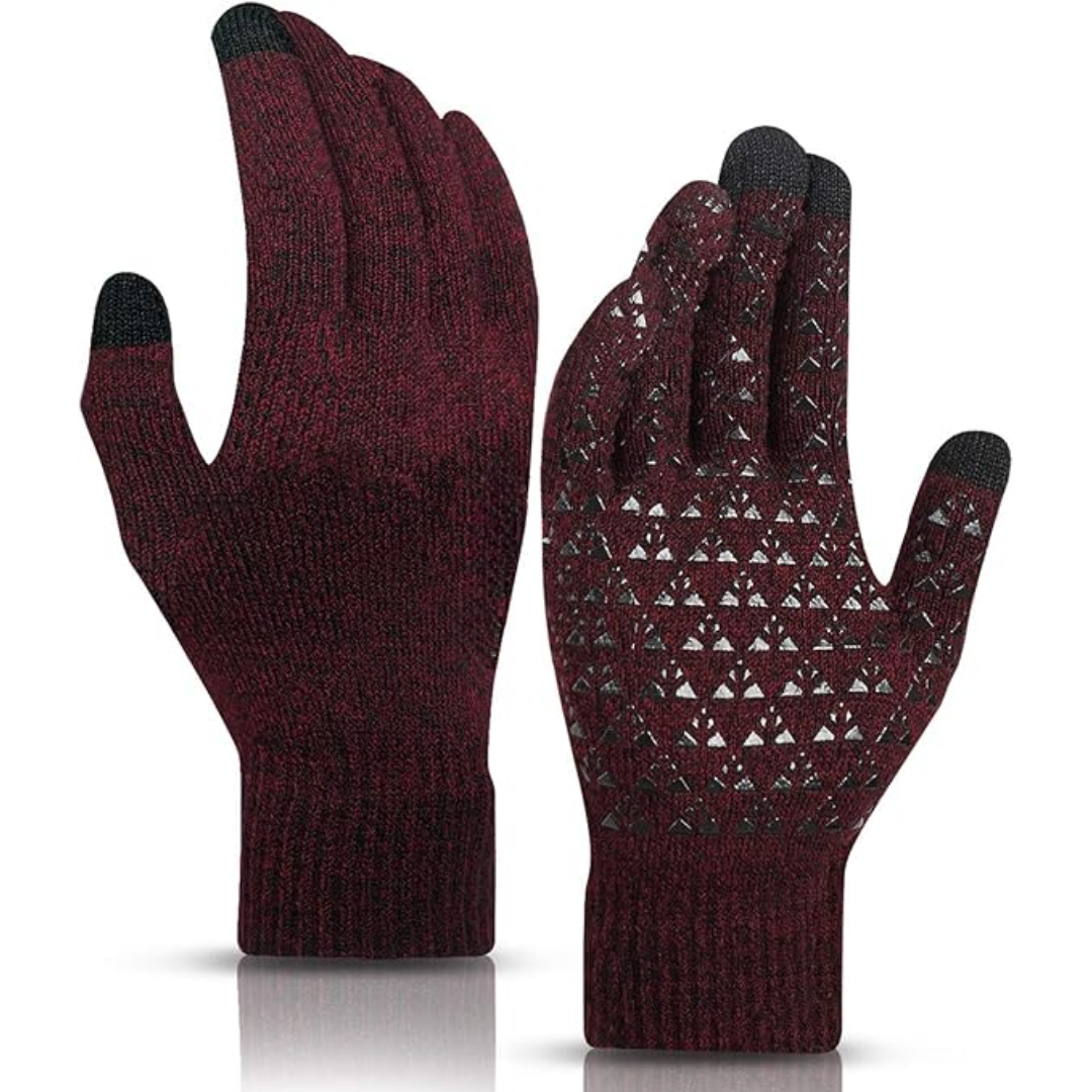 Thermal Touchscreen Winter Gloves - WarmFlex-Black Red-Nora Luxe