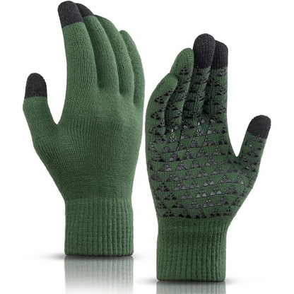 Thermal Touchscreen Winter Gloves - WarmFlex-Green-Nora Luxe