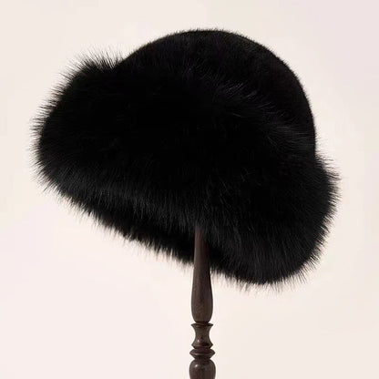 Warm Fitted Fur Beanie Hat