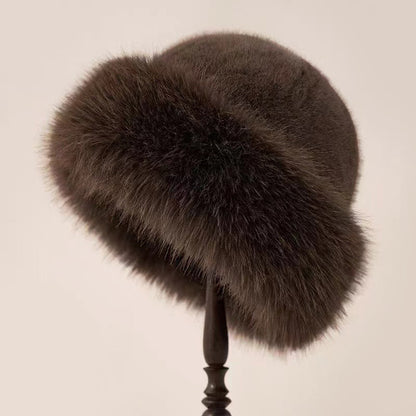 Warm Fitted Fur Beanie Hat