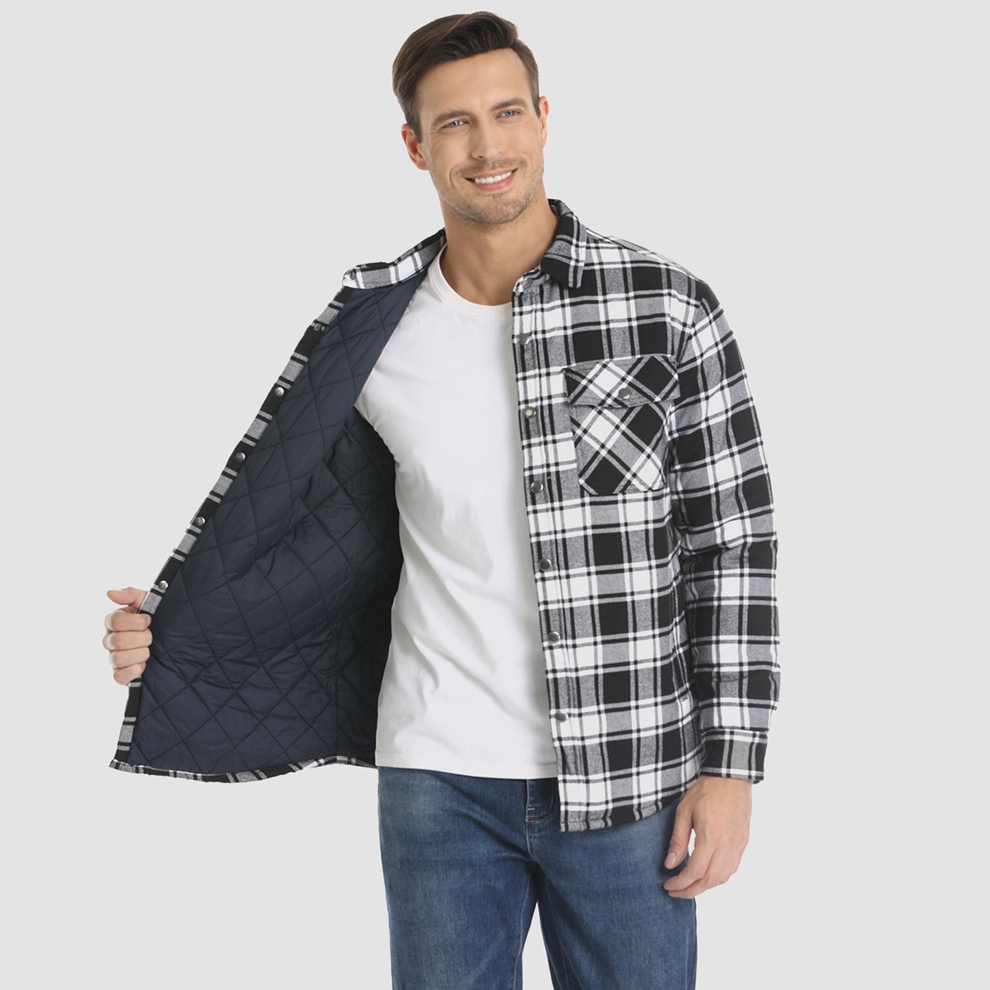 Thorne - Warm Plaid Shirt Jacket for Men