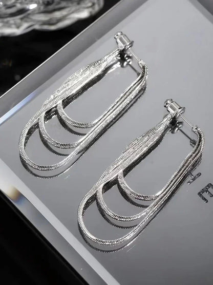 Three-Layer Chain Earrings - Aurelia-Gold-Nora Luxe