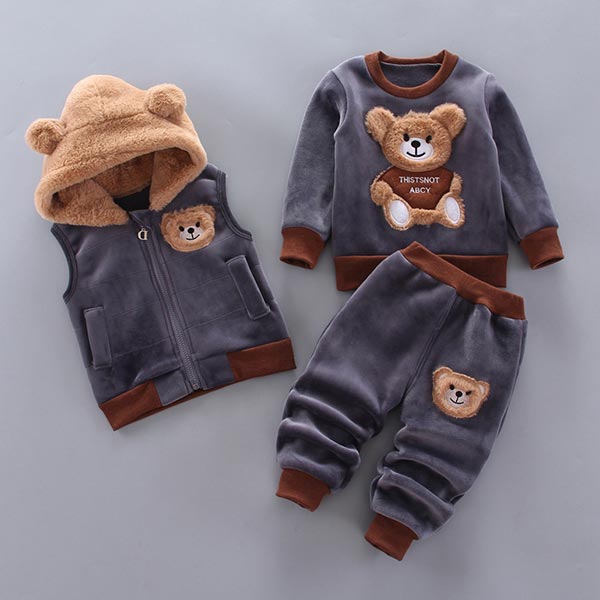 Cute 3PC Baby Boy Bear Outfit Set - Pexav