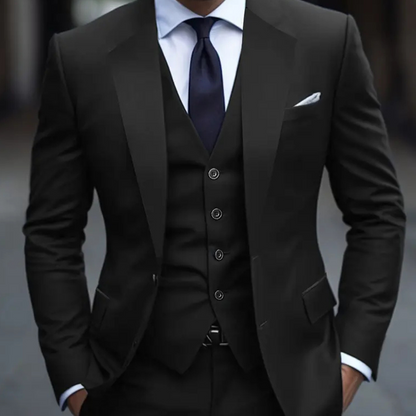 Three-Piece Formal Suit for Men - Leon-Black-S-Nora Luxe