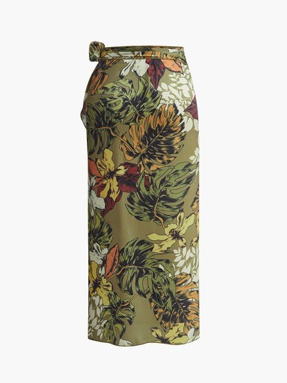 Elegant Floral Wrap Around Skirt