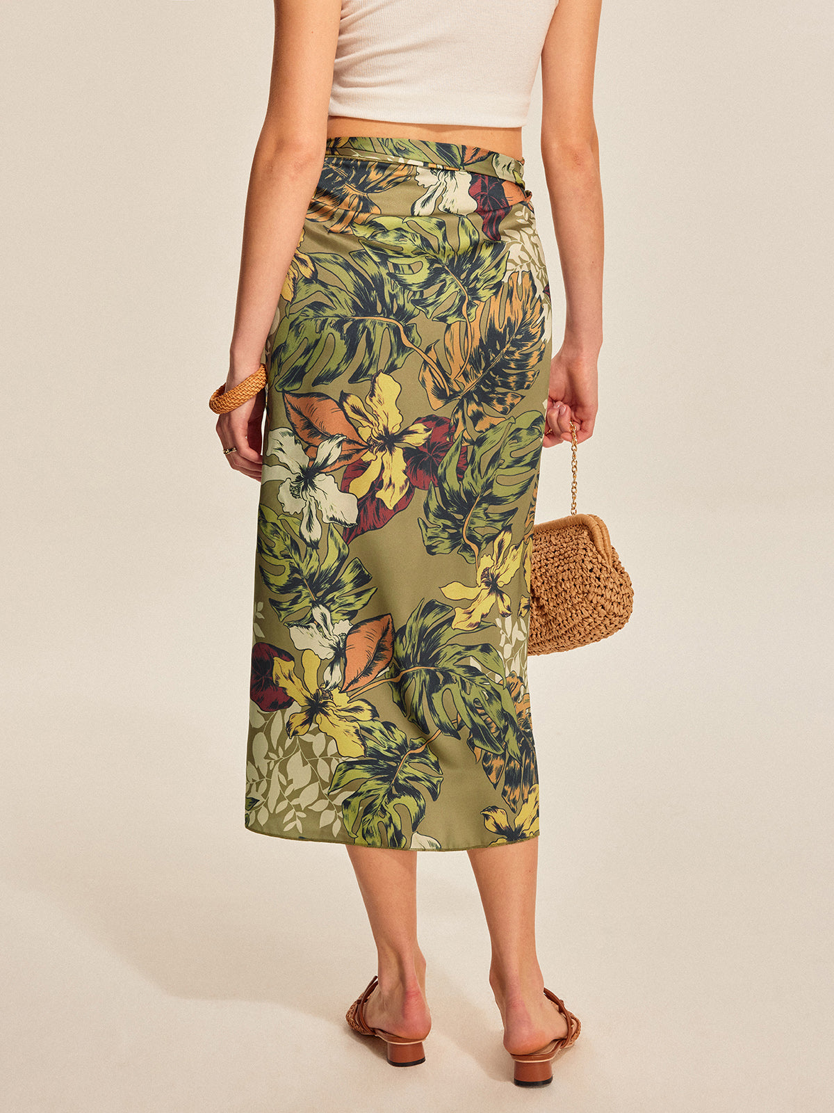 Elegant Floral Wrap Around Skirt