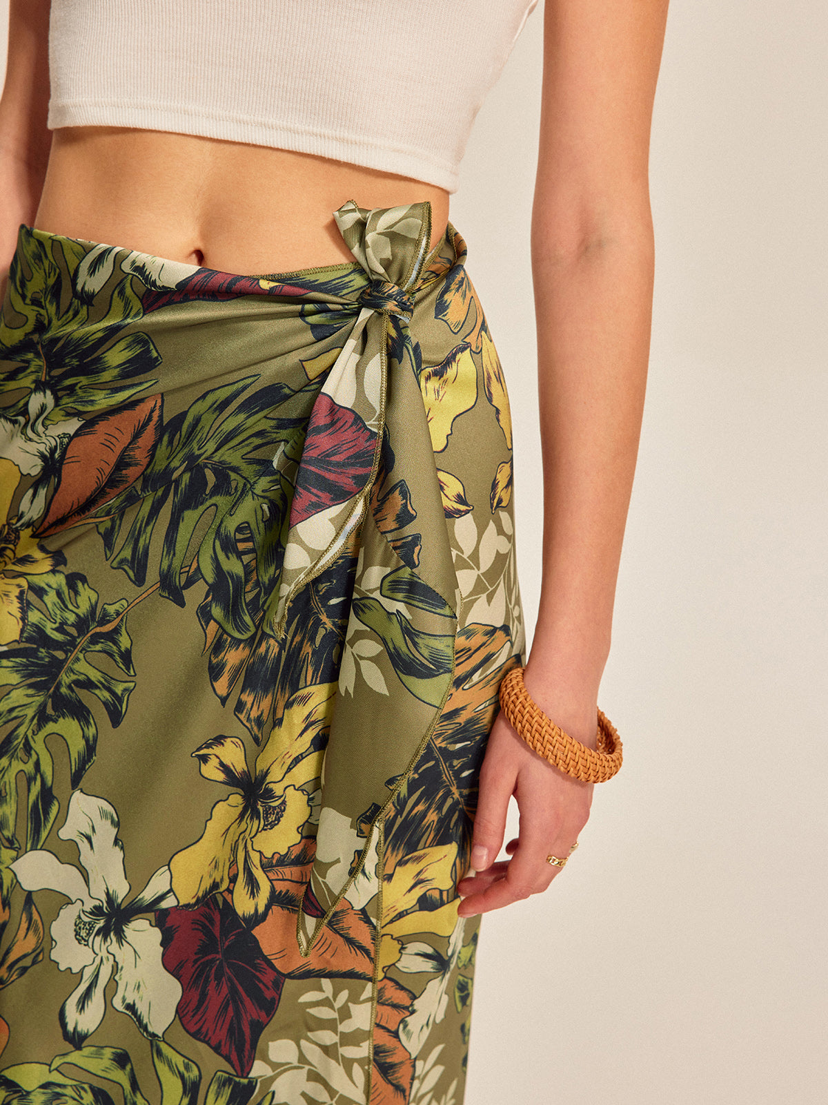 Elegant Floral Wrap Around Skirt
