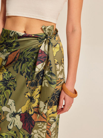 Elegant Floral Wrap Around Skirt