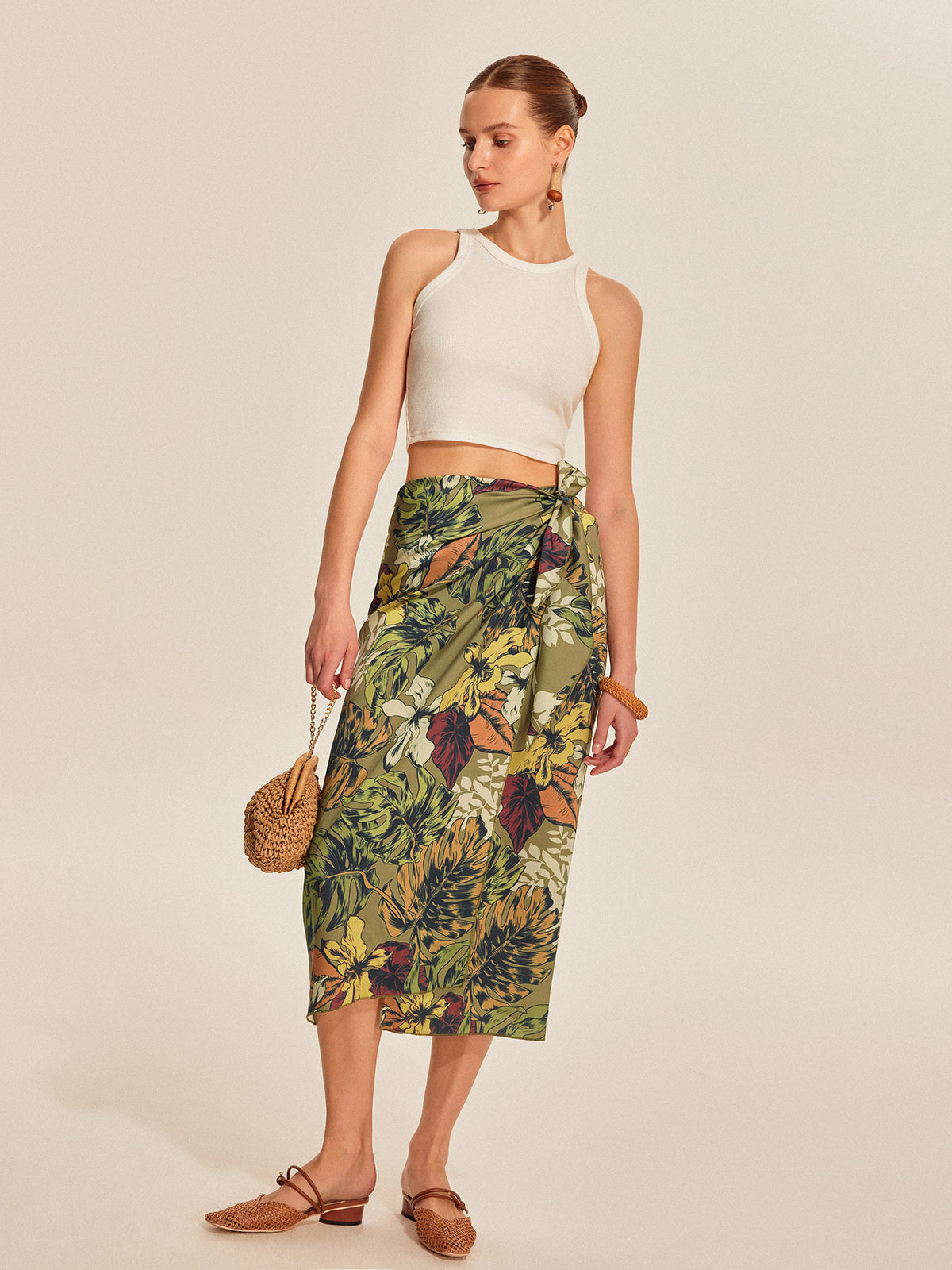 Elegant Floral Wrap Around Skirt