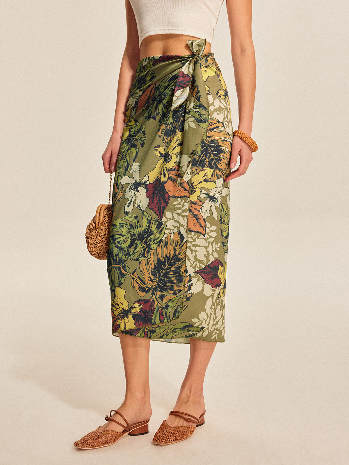 Elegant Floral Wrap Around Skirt