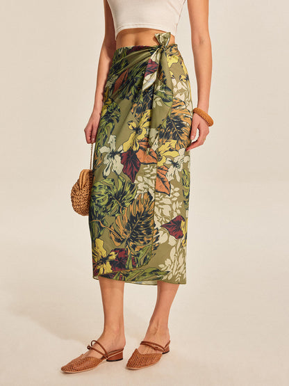 Elegant Floral Wrap Around Skirt