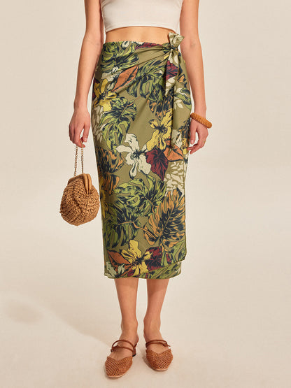 Elegant Floral Wrap Around Skirt