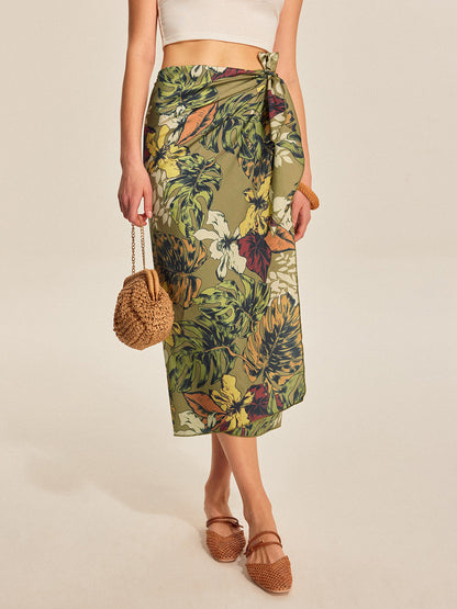 Elegant Floral Wrap Around Skirt - Pexav