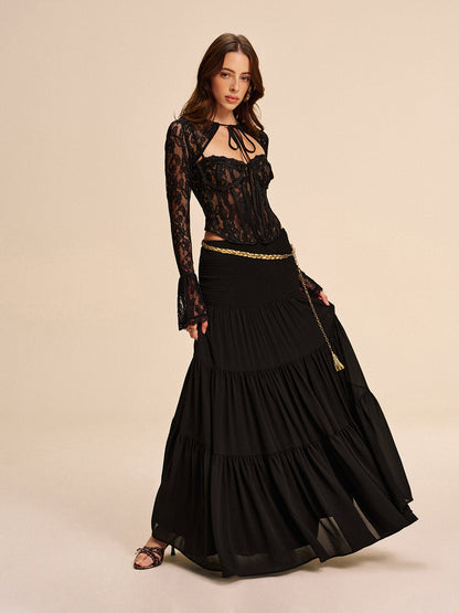 Layered Flowy Skirt No Waist Belt