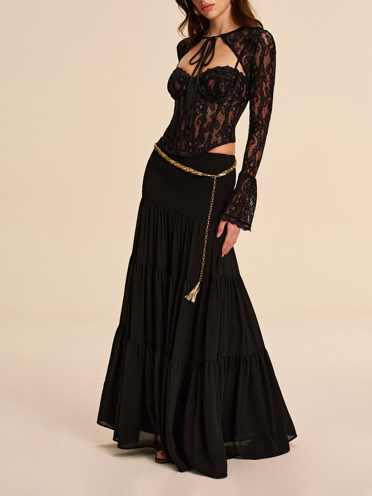 Layered Flowy Skirt No Waist Belt