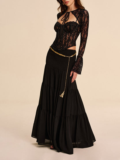 Layered Flowy Skirt No Waist Belt