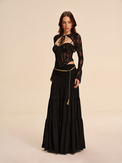 Layered Flowy Skirt No Waist Belt