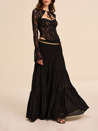 Layered Flowy Skirt No Waist Belt