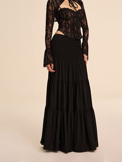 Layered Flowy Skirt No Waist Belt