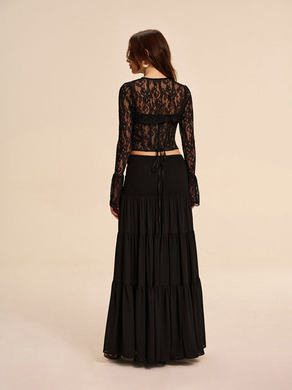 Layered Flowy Skirt No Waist Belt