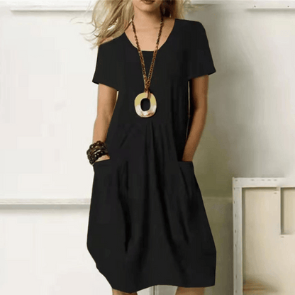 Image of Tiffany | Women's V-Neck A-Line Midi Dress