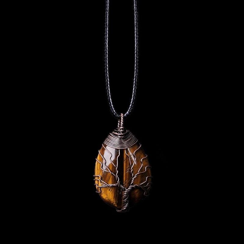 Brown Gemstone Pendant Necklace - Pexav