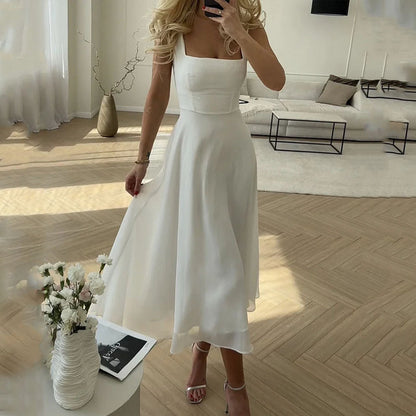 Elegant Strapless Summer Dress - Pexav