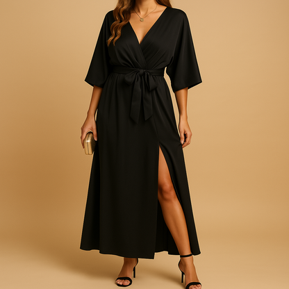 Women’s timeless V-neck dress with flattering cut and versatile design. Perfect for daily outfits, evening parties, or special occasions.