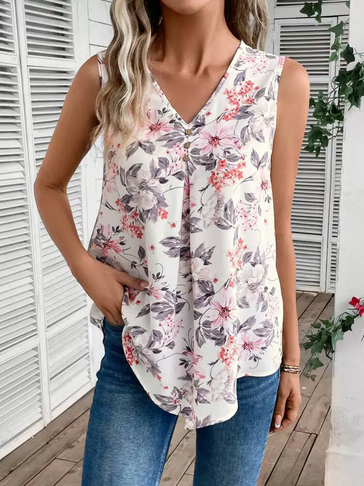Summer V-Neck Sleeveless Women's Blouse - Nocini