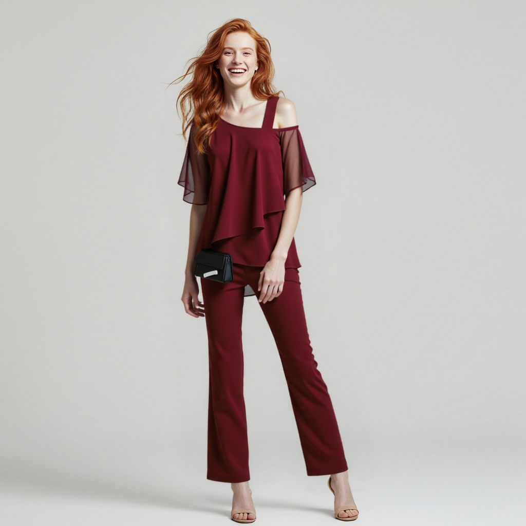 Ladies' 2-Piece Cold Shoulder Top Outfit